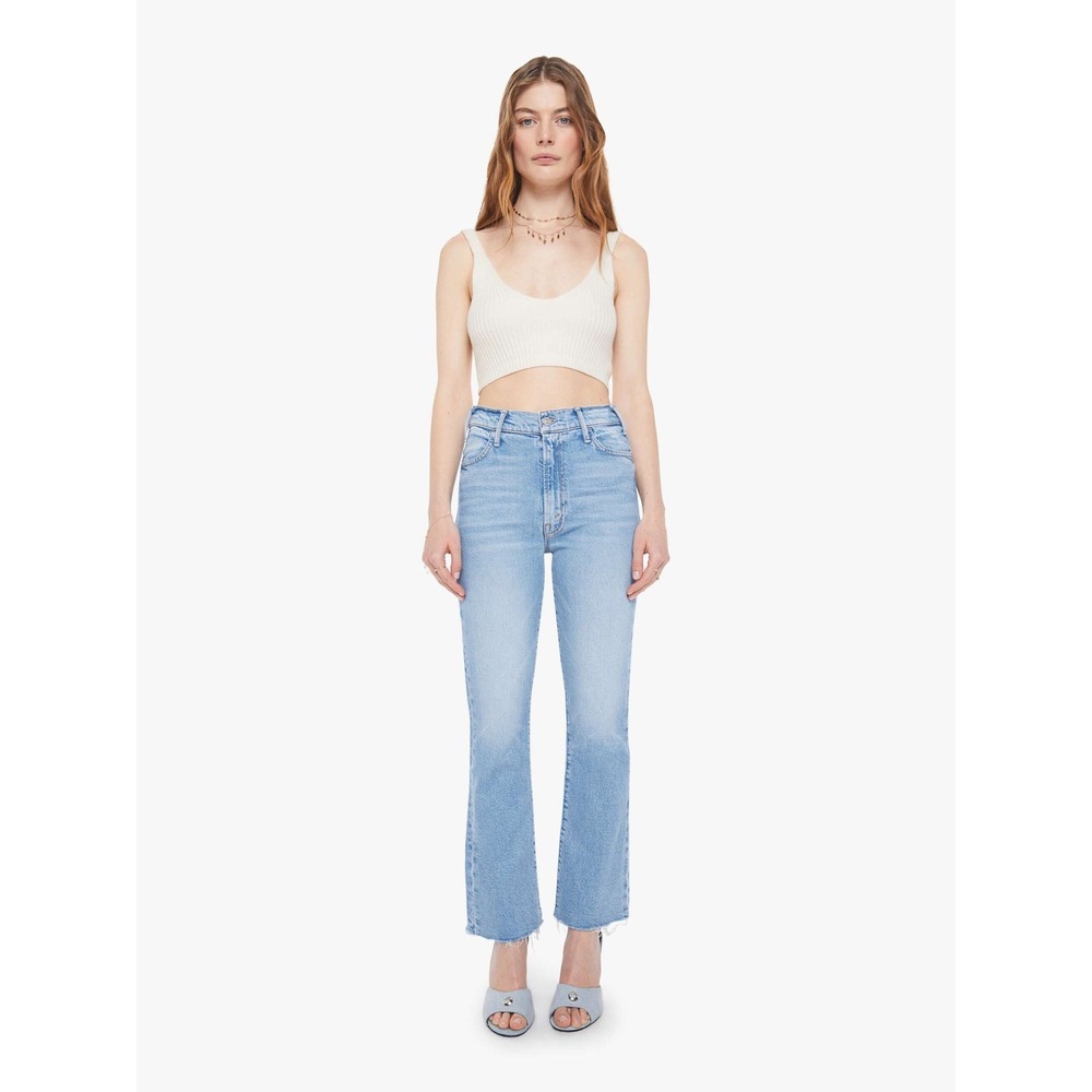 NEW Mother Hustler Ankle Fray Sow Surreal High Rise Flare Jeans 24 Raw Hem